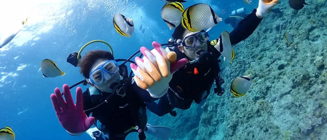 青の洞窟でダイビングを楽しむ様子（シマハロマリンサービス）