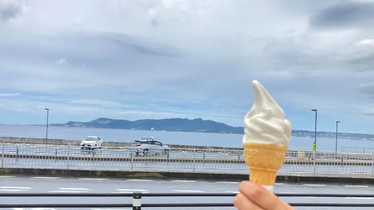 道の駅許田で海を眺めながら楽しむアイス