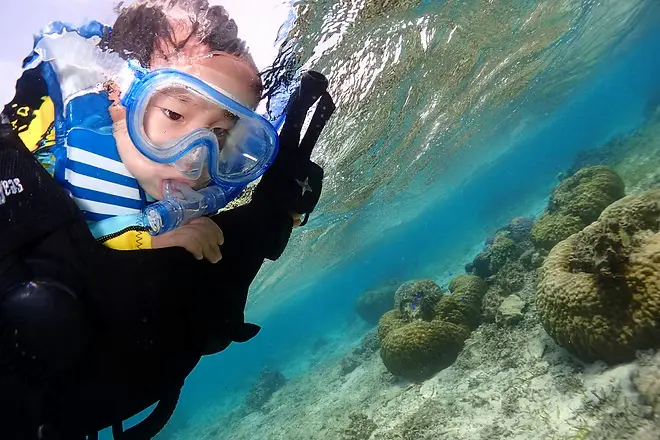 浅瀬で安全に遊ぶ雰囲気をイメージできる写真