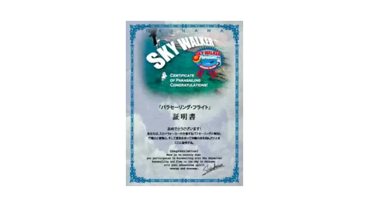 スカイウォーカーのフライト証明書のイメージ
