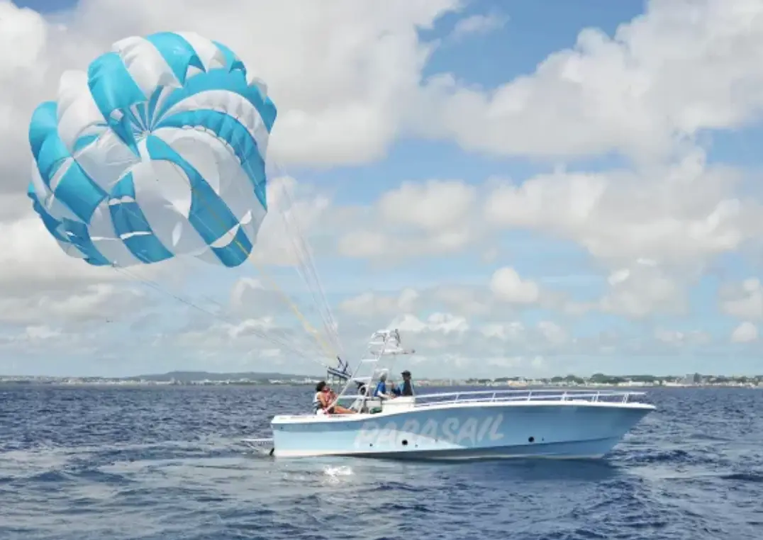 音楽を聴きながら空を飛ぶサウンドパラセーリングのイメージ