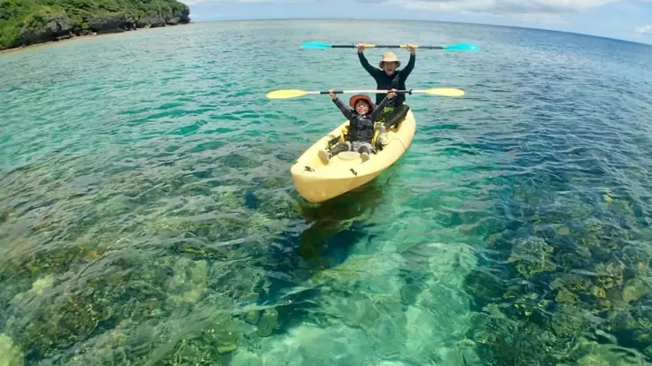 シーカヤックの様子（海の上を気持ちよく進むシーン）
